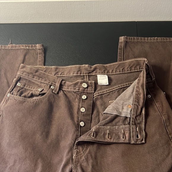LEVI'S brown button fly striaght fit jean SZ 36x30 - Picture 2 of 8